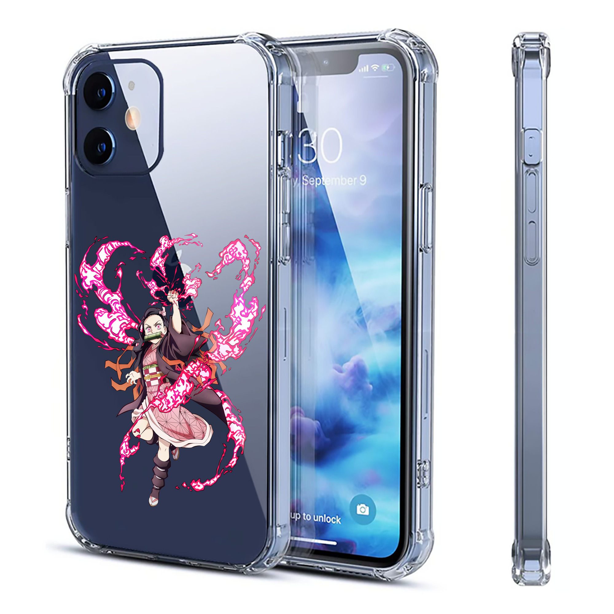 （画像用） 鬼滅の刃（きめつのやいば）竈門 禰󠄀豆子／かまど ねずこ Kamado Nezuko 【iPhone 12シリーズ対応】透明スマホケース（クリアソフトケース）